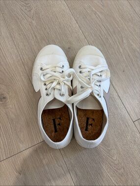 Flattered White Canvas Sneakers with Taupe Accents